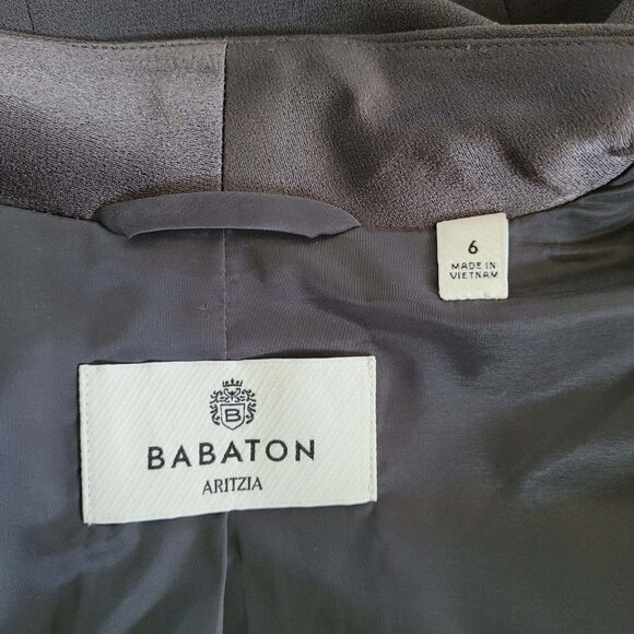 Babaton Aritzia Jacket Womens 6 Gray Open Front Blazer Layered Sleeve Academia - Picture 8 of 11